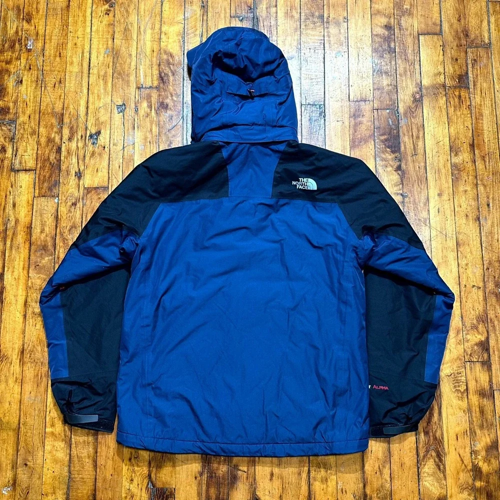 The North Face HyVent Waterproof Jacket Mens Medium Blue Full Zip Hooded Outdoor